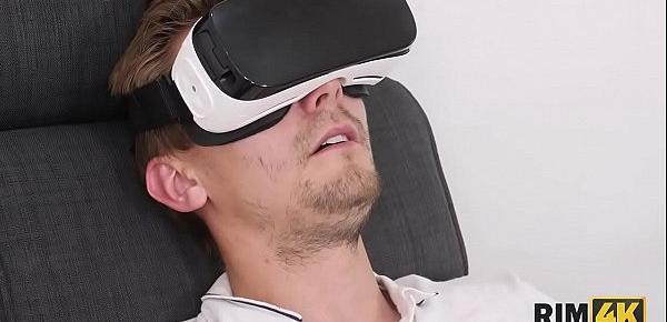  RIM4K. Man watches VR porn till GF comes to be nailed and lick ass